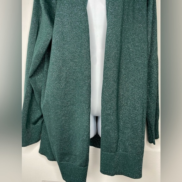 LANE BRYANT NWT Elegant Green SparkleWomen's Open Front Sweater - Picture 3 of 7